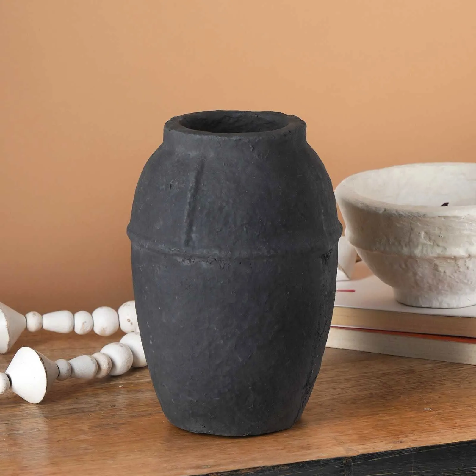Paper Mache Vase - Black
