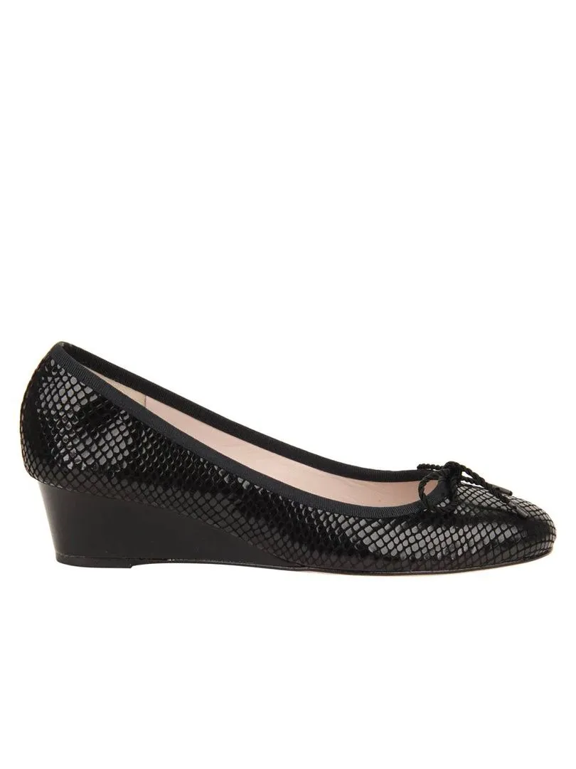 PAUL MAYER - NOBLE LEATHER WEDGE - SIZE 7 - BLACK