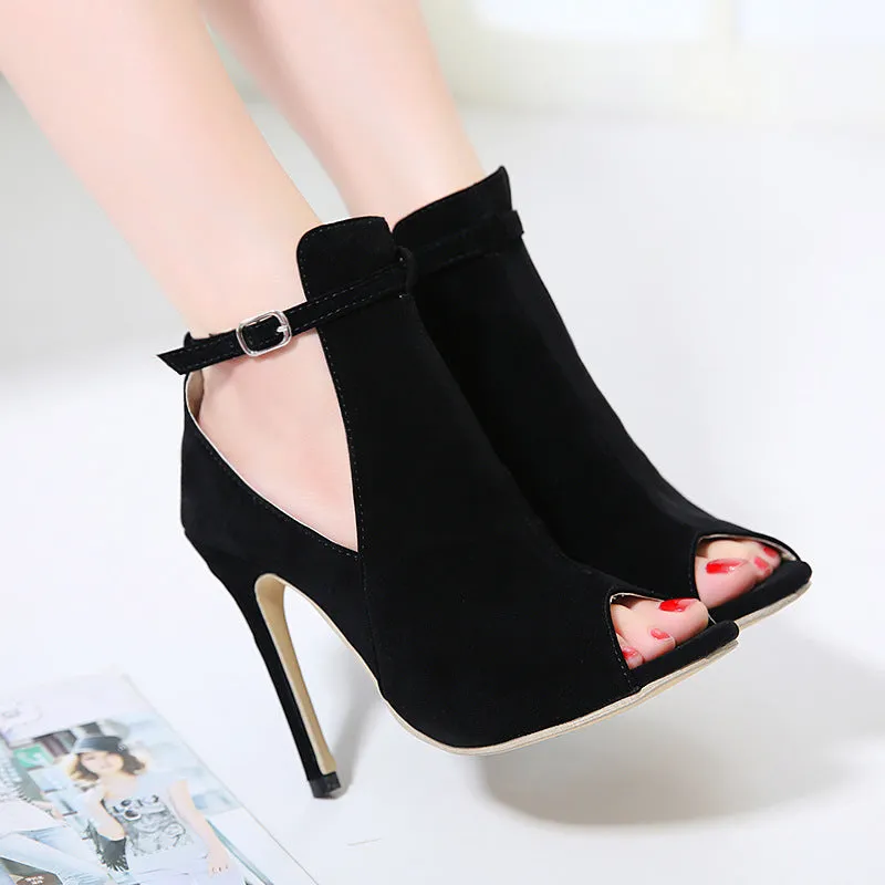 Peep Toe Cut Out Super Stiletto High Heels Sandals