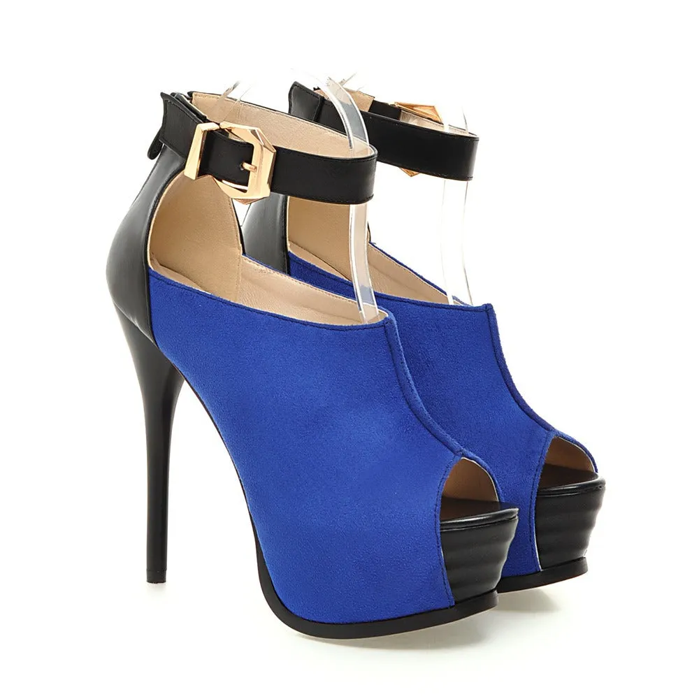 Peep Toe High Platform Ankle Wrap Super High Stiletto Heels Sandals