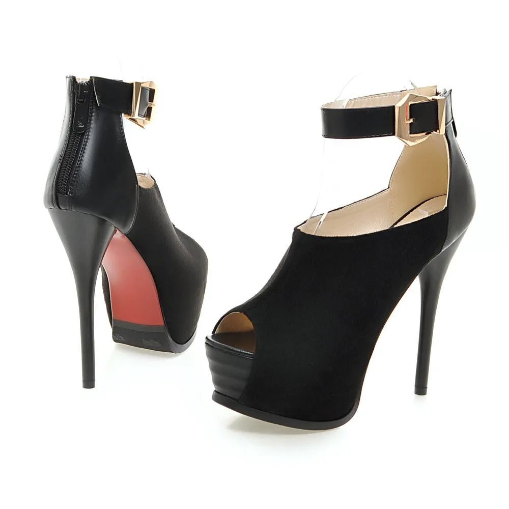 Peep Toe High Platform Ankle Wrap Super High Stiletto Heels Sandals