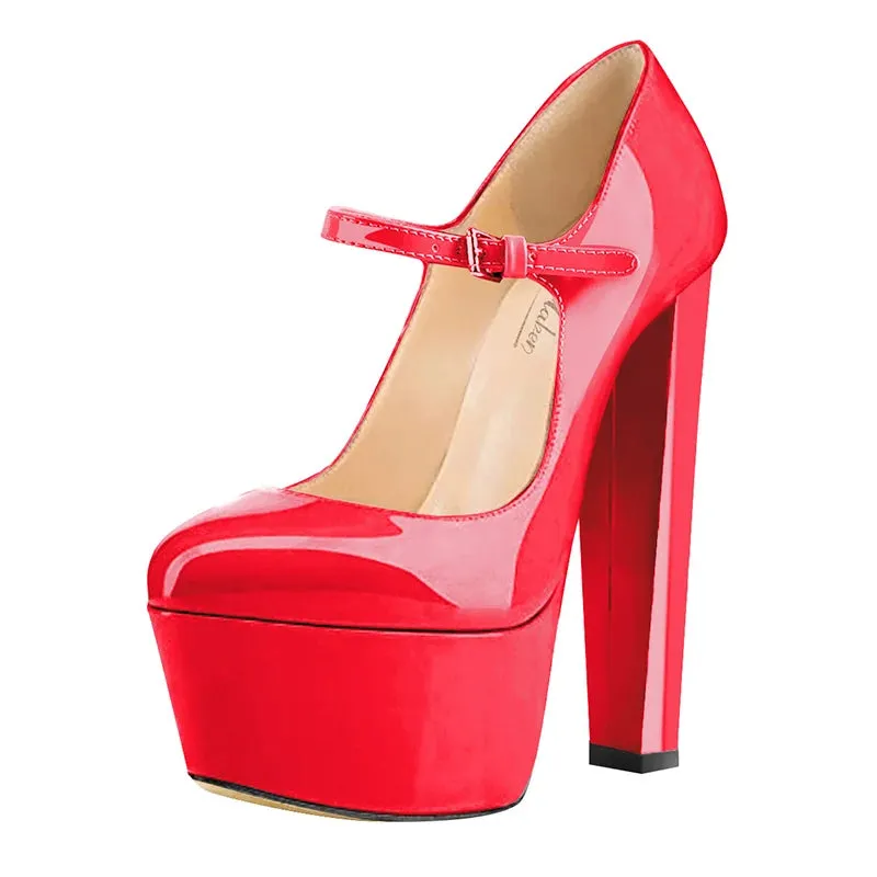 Platform Wave Strap Ankle Strap Round High Heels Shoes