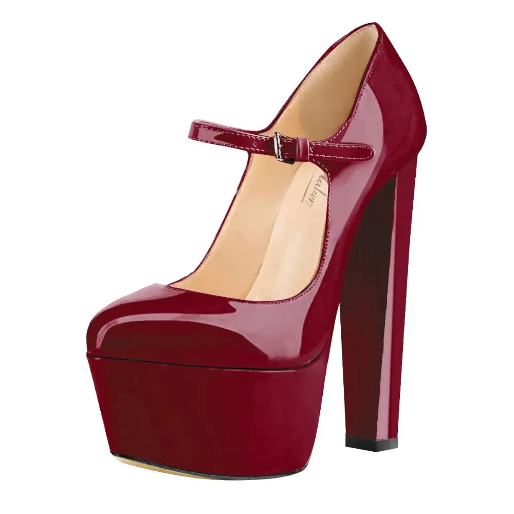 Platform Wave Strap Ankle Strap Round High Heels Shoes