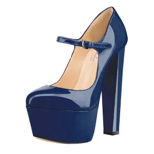 Platform Wave Strap Ankle Strap Round High Heels Shoes