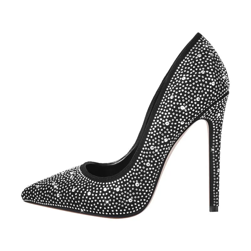 Pointed Toe Rhinestone Pumps Thin High Heel Shoes