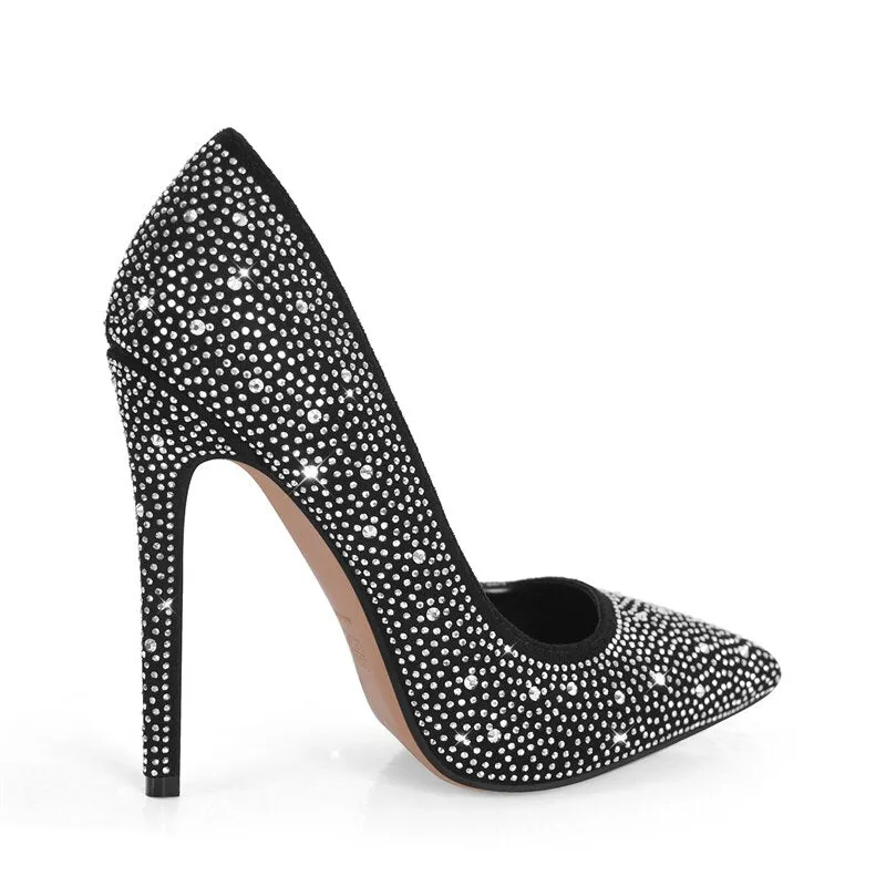 Pointed Toe Rhinestone Pumps Thin High Heel Shoes