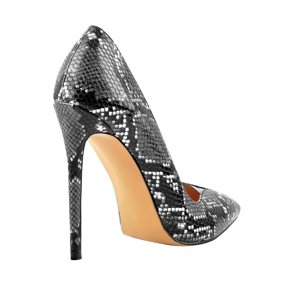 Pointed Toe Snake Slip On Pumps High Heel Shoes