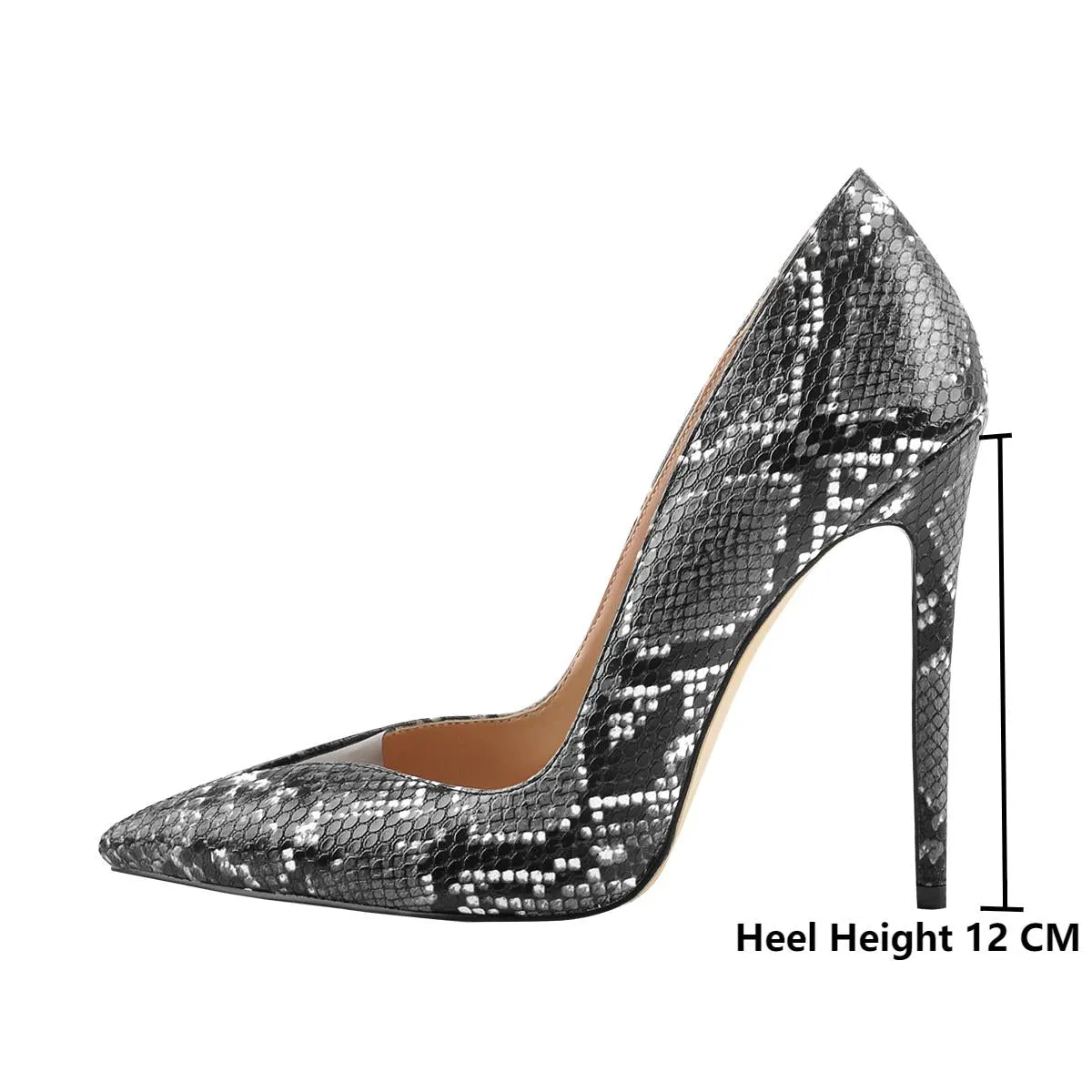 Pointed Toe Snake Slip On Pumps High Heel Shoes