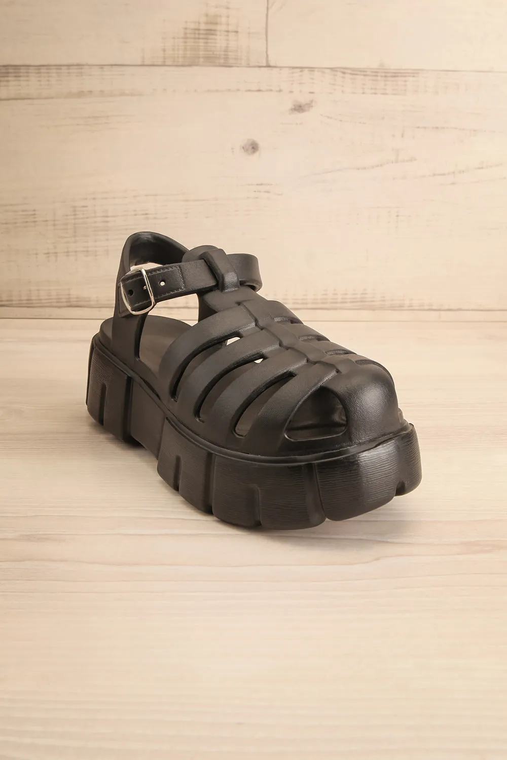 Rarea Black | Platform Fisherman Sandals