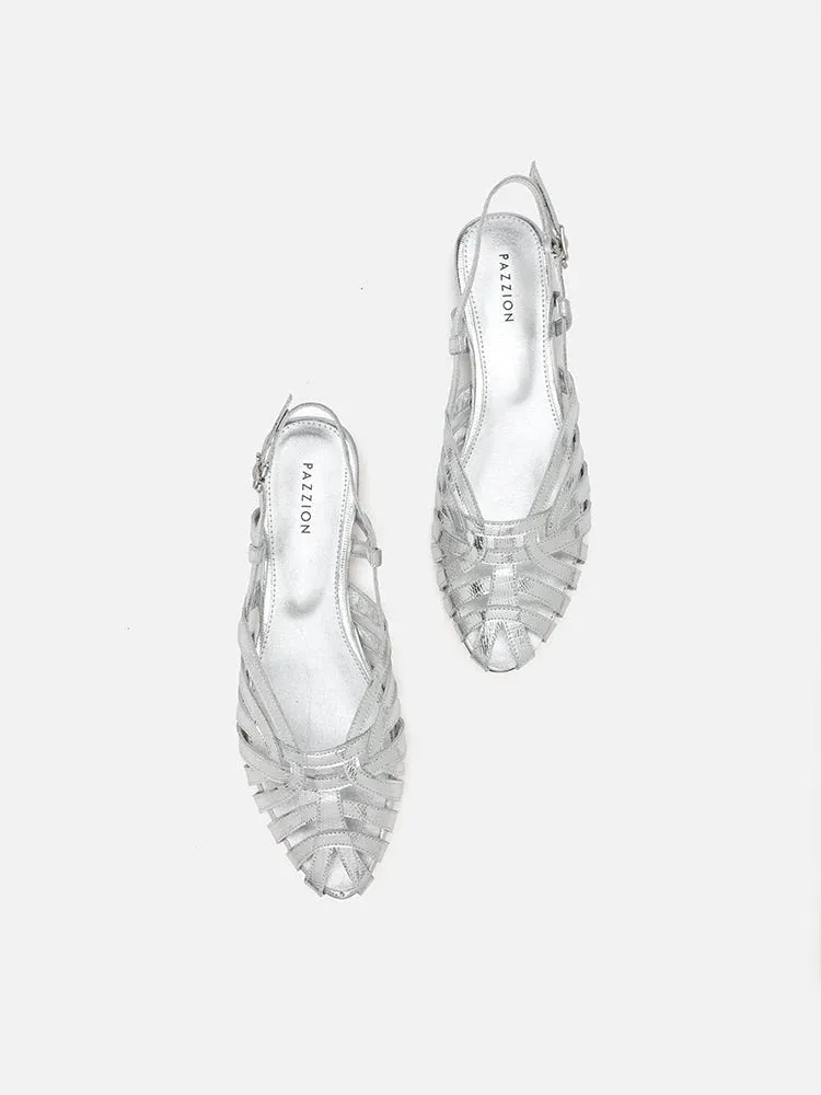 Rebekah Strappy Metallic Slingback Flats