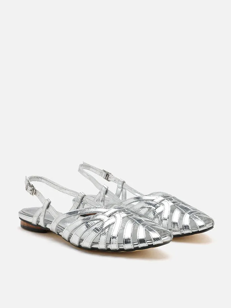 Rebekah Strappy Metallic Slingback Flats