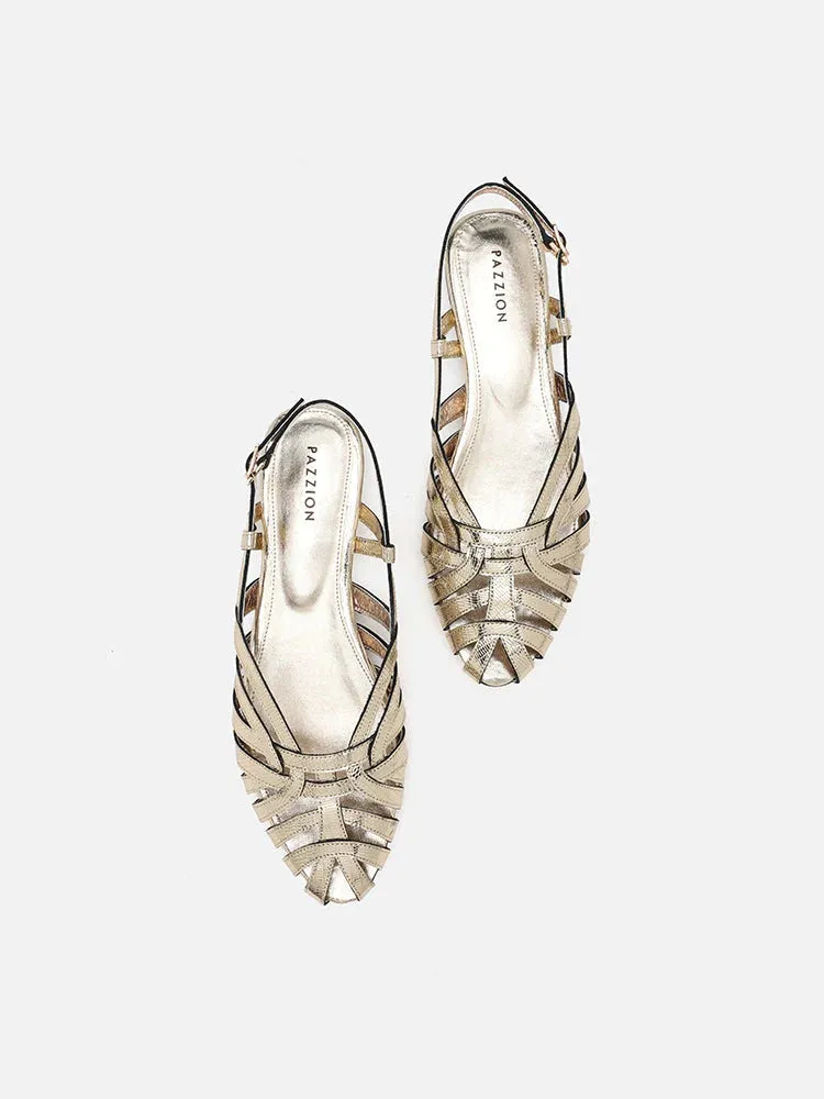 Rebekah Strappy Metallic Slingback Flats