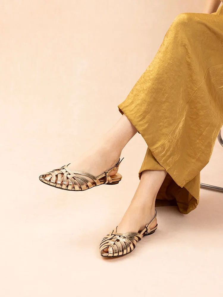 Rebekah Strappy Metallic Slingback Flats