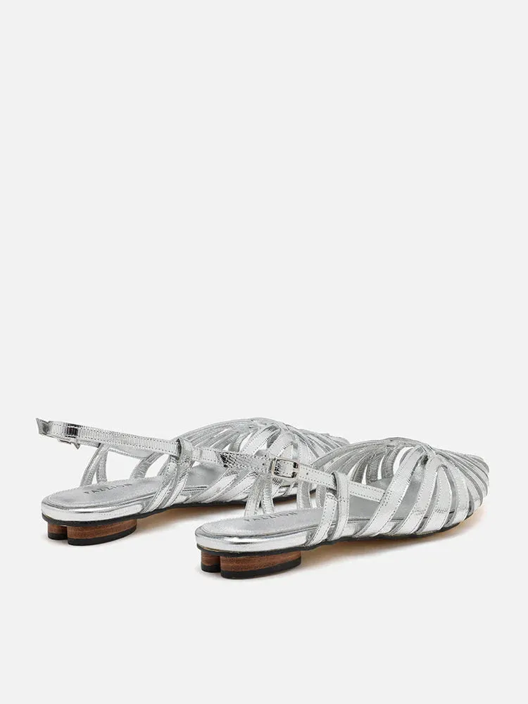 Rebekah Strappy Metallic Slingback Flats