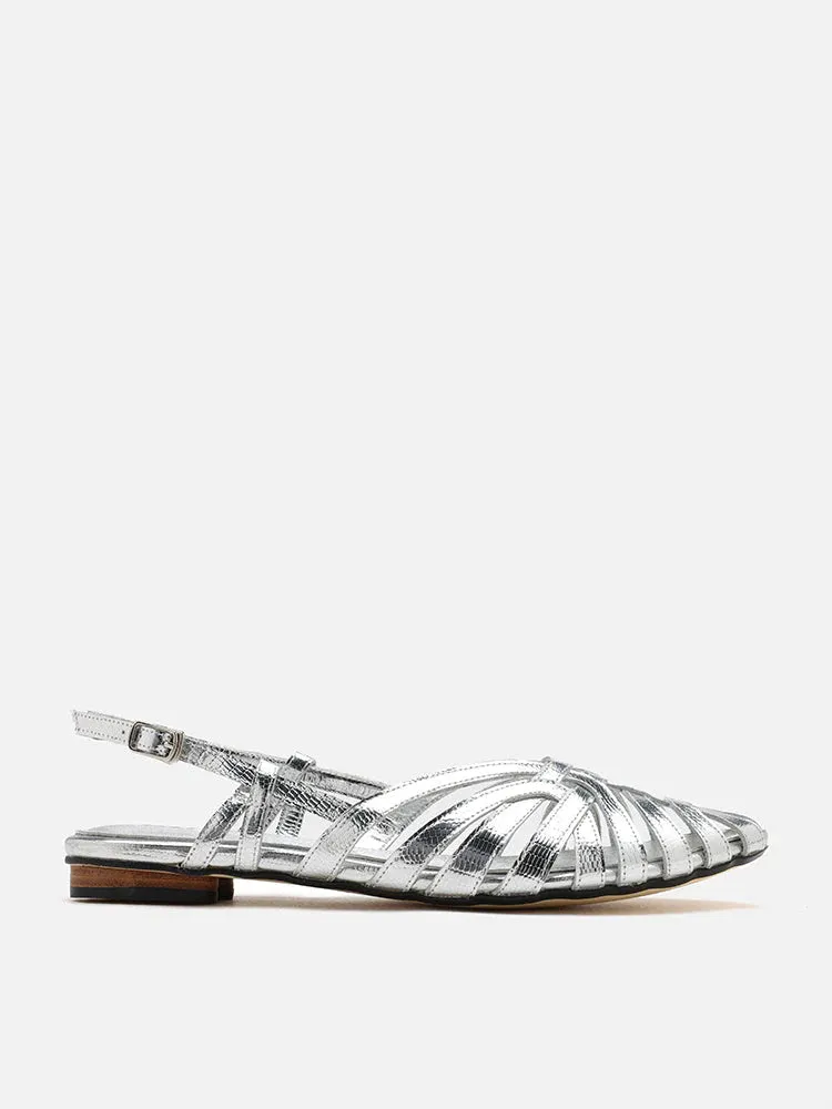 Rebekah Strappy Metallic Slingback Flats