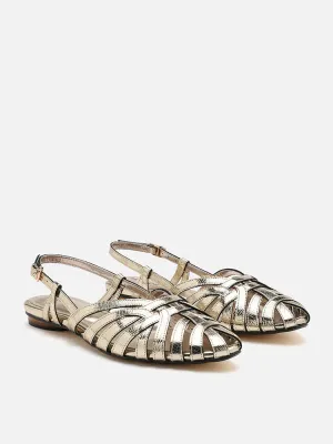 Rebekah Strappy Metallic Slingback Flats