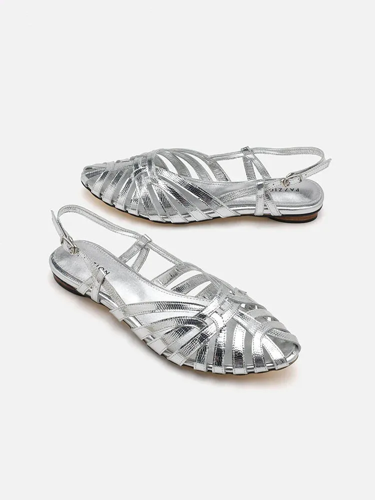 Rebekah Strappy Metallic Slingback Flats