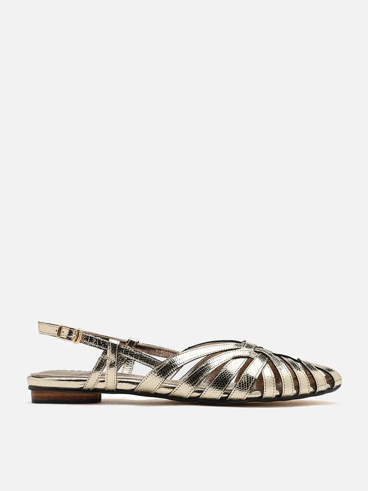 Rebekah Strappy Metallic Slingback Flats