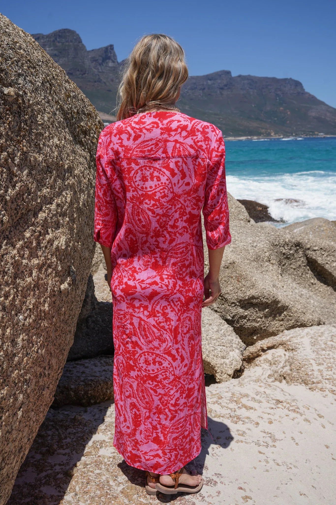 Red & Pink Tie Dye Club 55 Kaftan