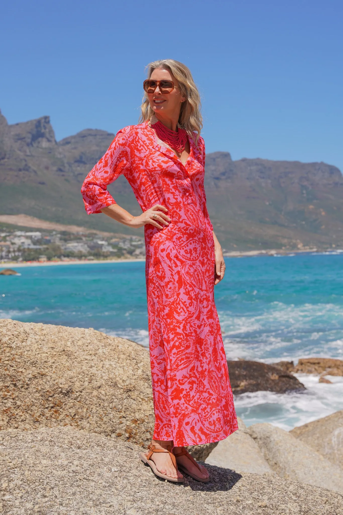 Red & Pink Tie Dye Club 55 Kaftan