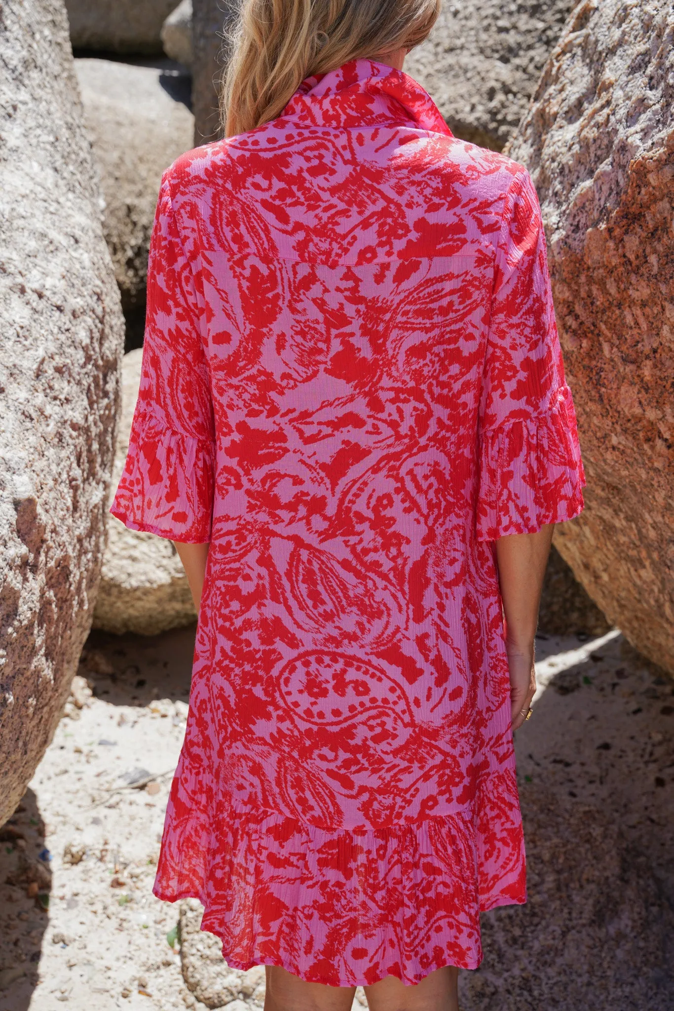 Red & Pink Tie Dye Mary Dress