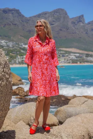 Red & Pink Tie Dye Mary Dress