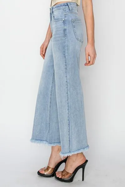 RISEN High Rise Crop Wide Fray Hem Jeans ONLINE EXCLUSIVE