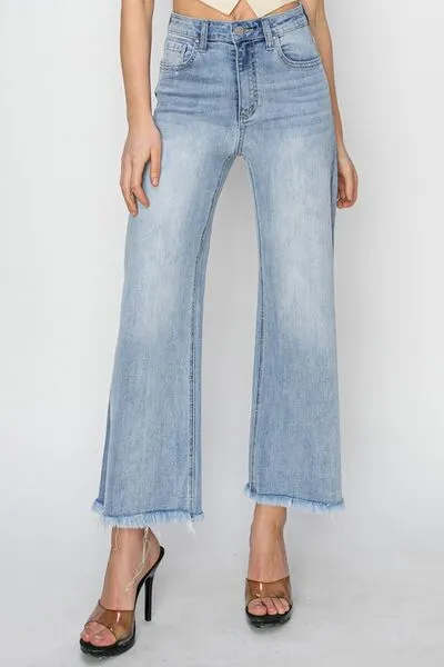 RISEN High Rise Crop Wide Fray Hem Jeans ONLINE EXCLUSIVE