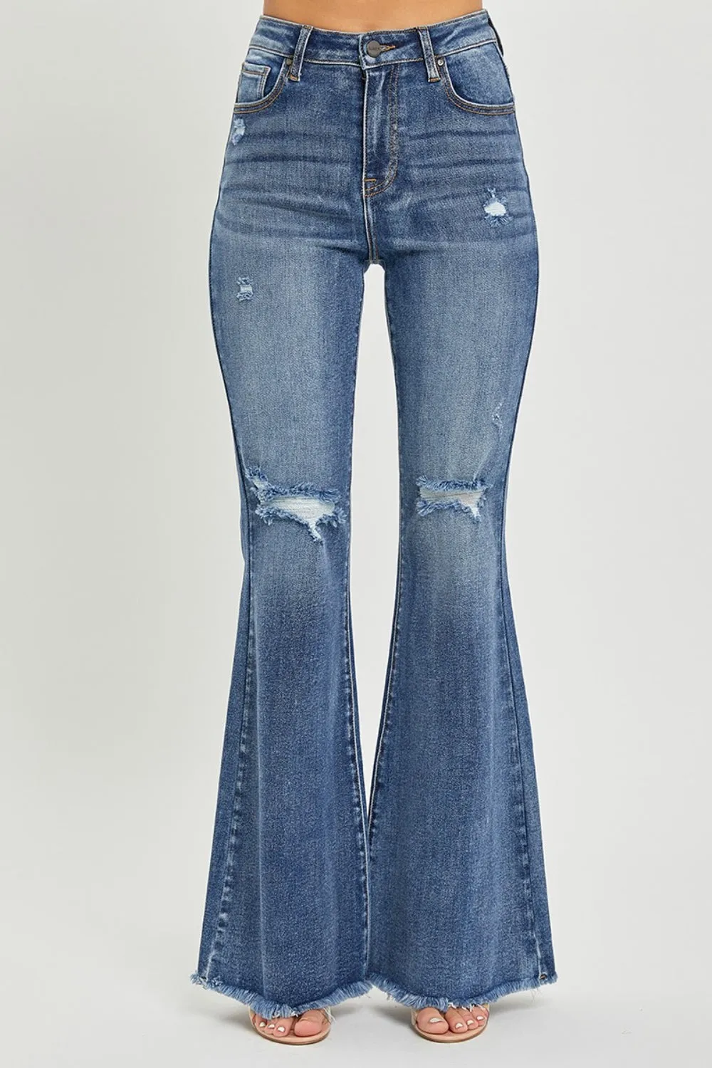 RISEN High Waist Distressed Flare Jeans