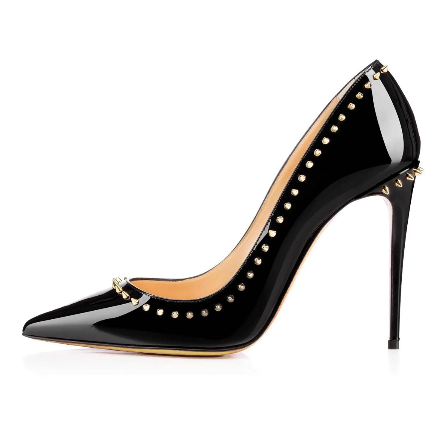 Rivets Low Cut Pointed Toe Stiletto Heel Heels Party Shoes