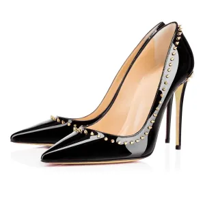 Rivets Low Cut Pointed Toe Stiletto Heel Heels Party Shoes