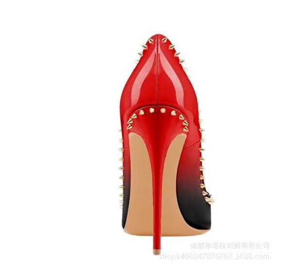 Rivets Low Cut Pointed Toe Stiletto Heel Heels Party Shoes