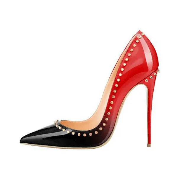 Rivets Low Cut Pointed Toe Stiletto Heel Heels Party Shoes