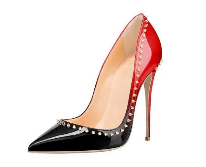 Rivets Low Cut Pointed Toe Stiletto Heel Heels Party Shoes