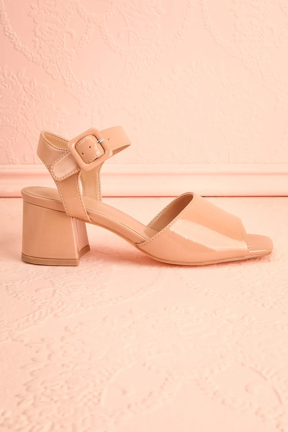 Rocita Beige | Glossy Heeled Sandals