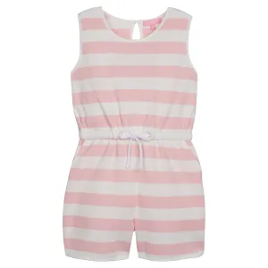 Rugby Romper - Pink & White Stripe