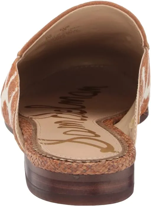 Sam Edelman Linnie Ivory/Tan Chain Embellished Slip On Almond Toe Flat Mules