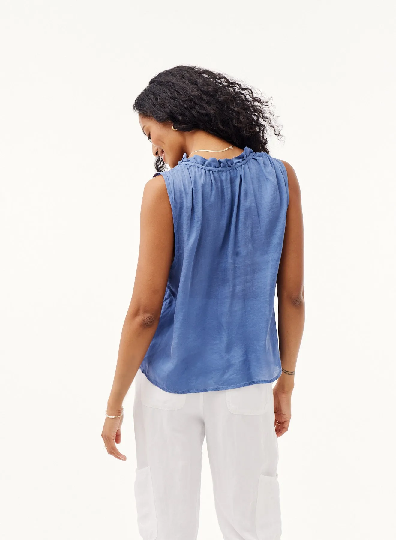 Simeon Ruffle Neck Tank