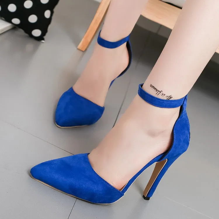 Simple Low Cut Ankle Wrap Stiletto High Heels Party Shoes