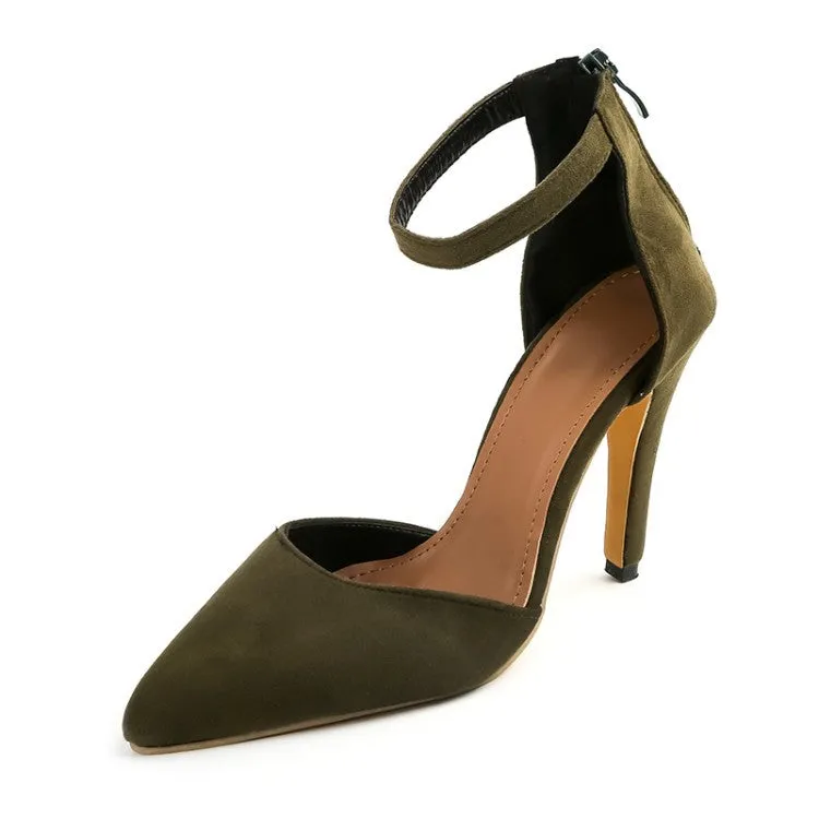 Simple Low Cut Ankle Wrap Stiletto High Heels Party Shoes