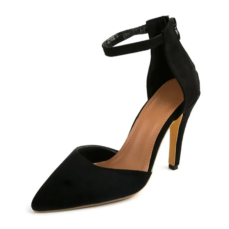 Simple Low Cut Ankle Wrap Stiletto High Heels Party Shoes