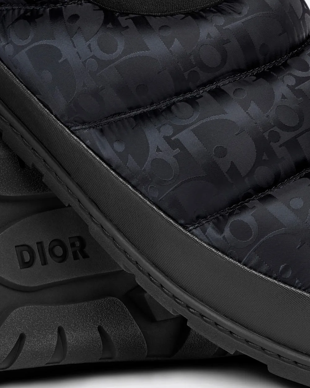 Snow Slipper Quilted Dior Oblique Mirage Technical Fabric Black Slip Ons