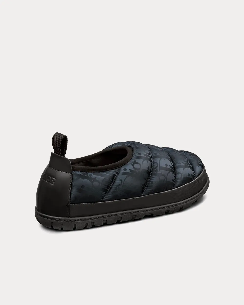 Snow Slipper Quilted Dior Oblique Mirage Technical Fabric Black Slip Ons