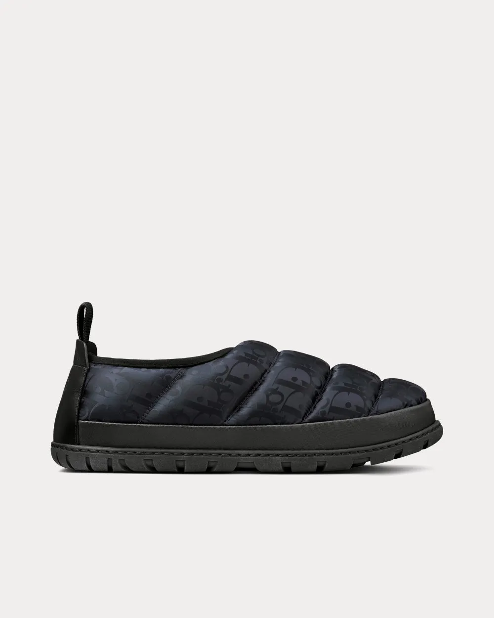 Snow Slipper Quilted Dior Oblique Mirage Technical Fabric Black Slip Ons