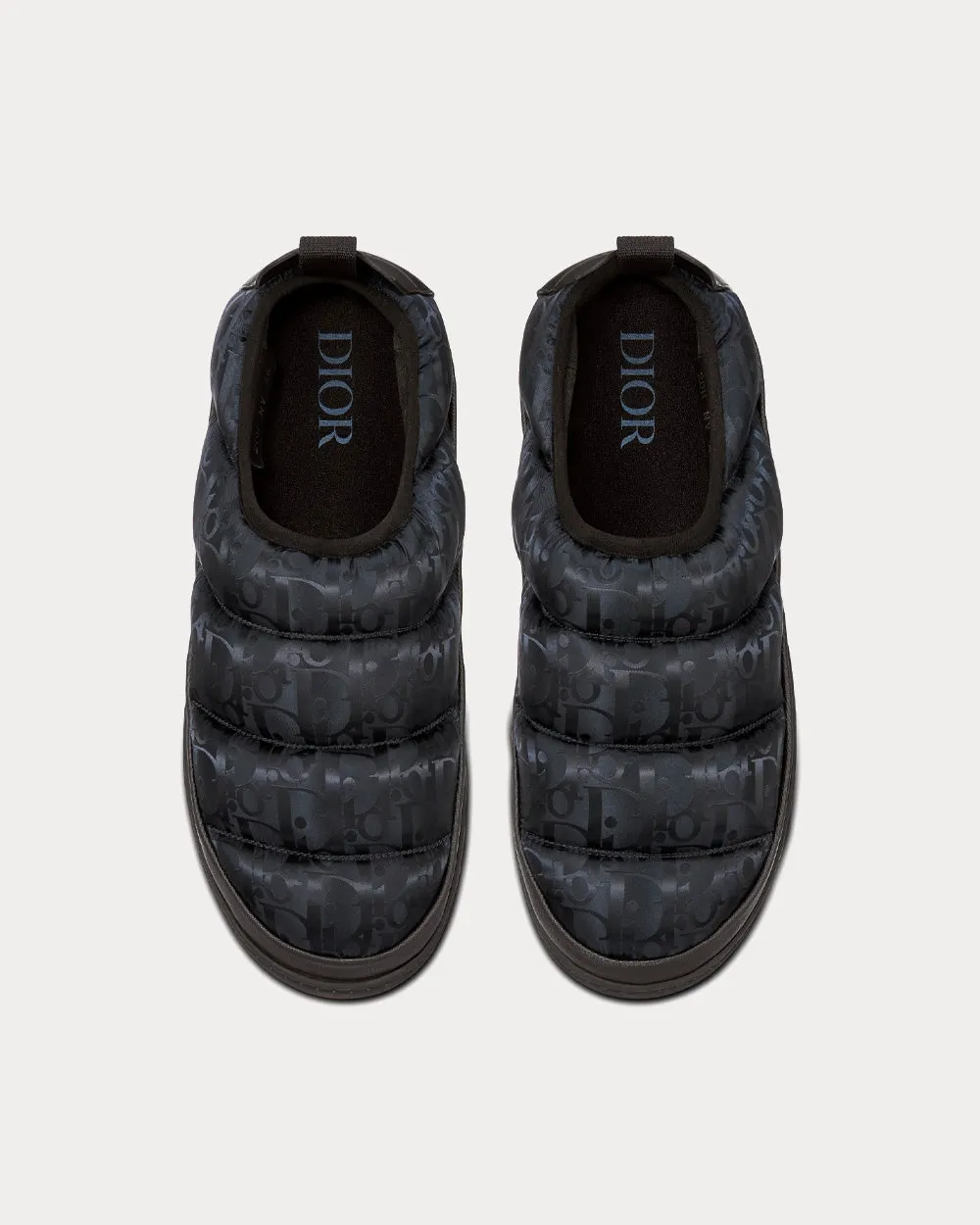 Snow Slipper Quilted Dior Oblique Mirage Technical Fabric Black Slip Ons