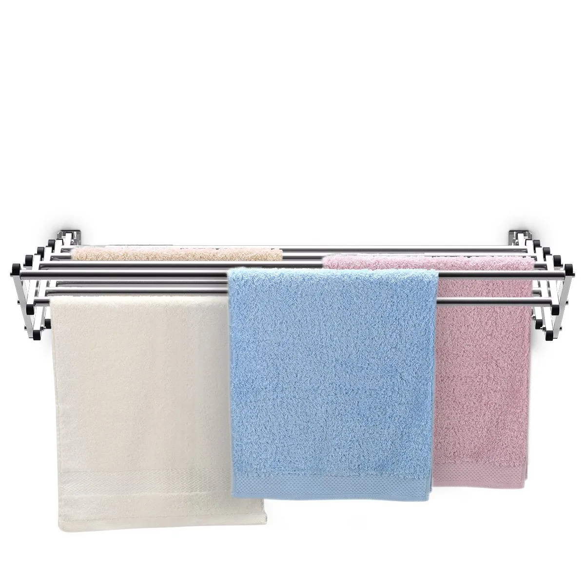 Space-saving Accordion Expandable Towel Rack with 8 Rods Large Capacity