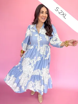 Spring Bloom Dress - Blue