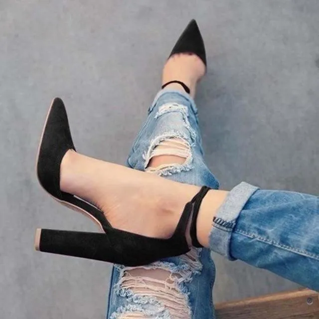 spring summer platform sexy women shoes fashion women pumps retro high heels pointed toe office & career shallow #Y0605718Q