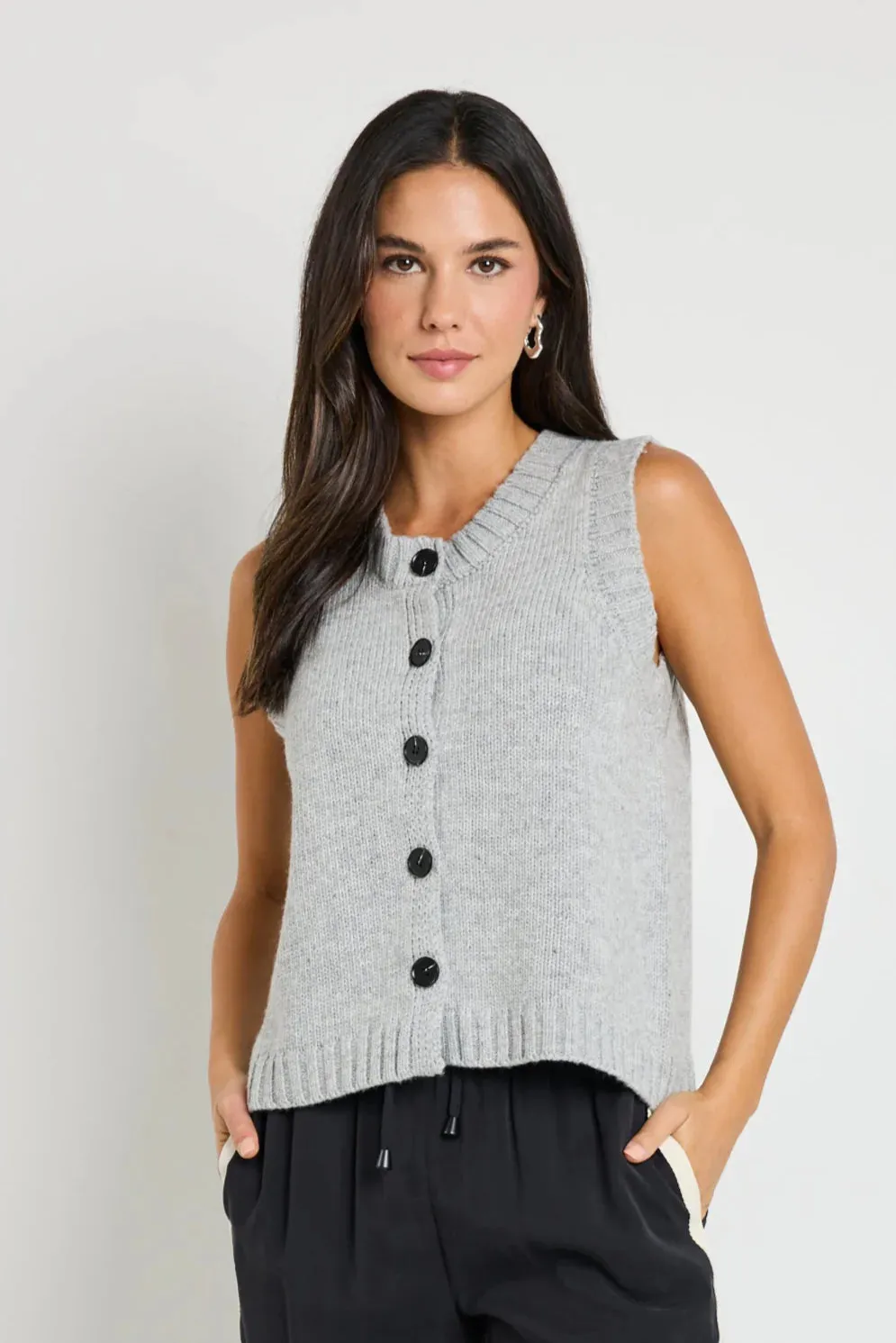 Stamp Grey Marle Crewneck Knit Vest Top