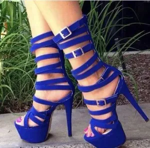 Straps Cross Platform Open Toe Super High Stiletto Heel Sandals